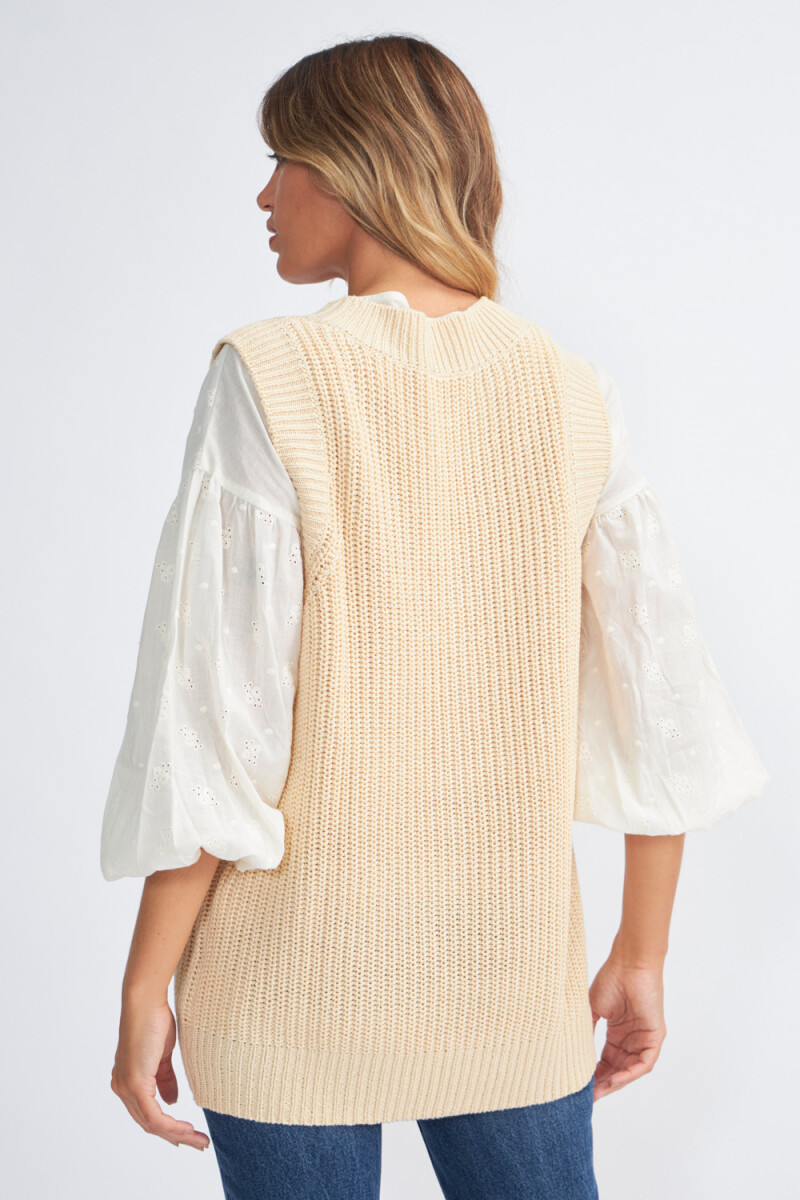 Chaleco de punto largo Beige