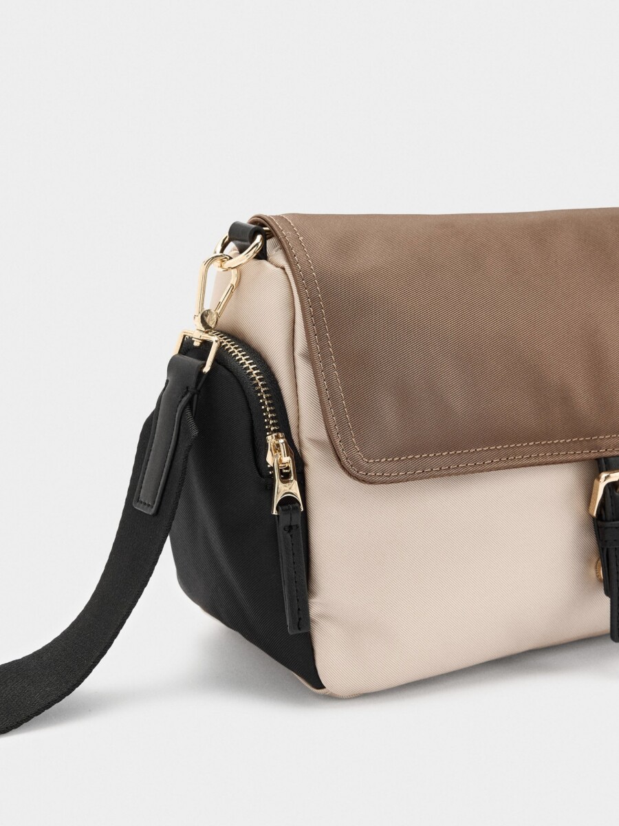 Bolso Bandolera De Nylon Con Solapa multicolor
