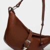Bolso Bambu En Cuero Liso Satinado Tabaco