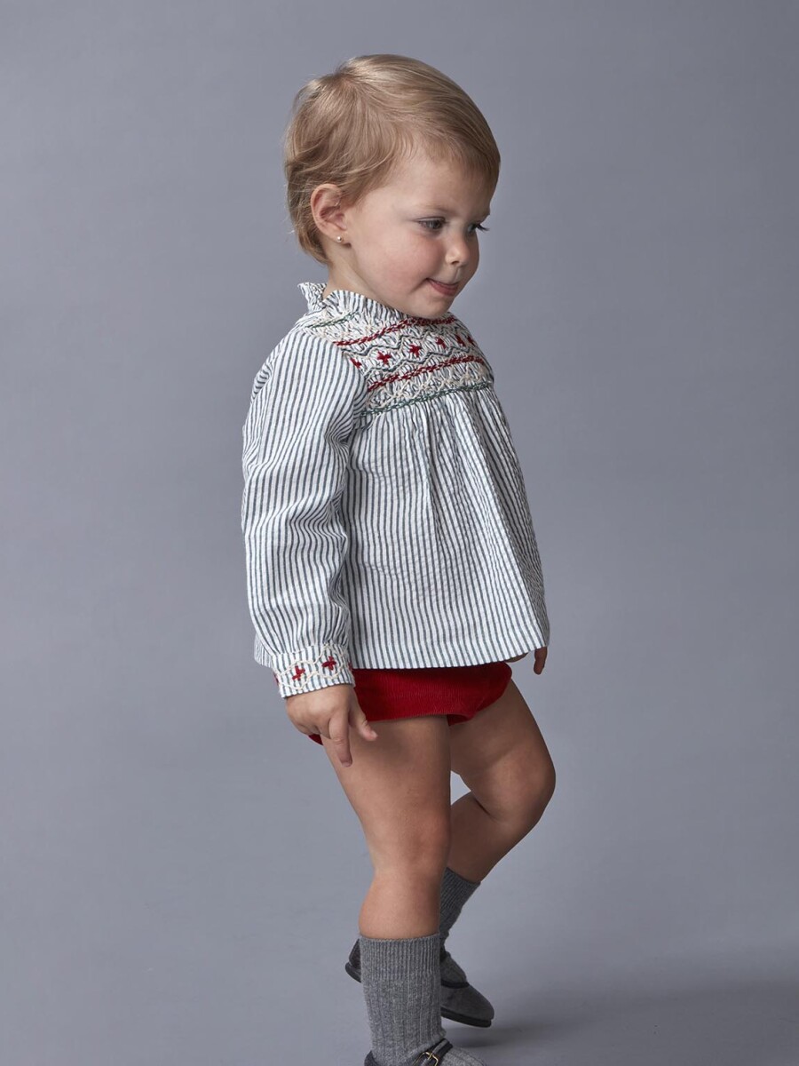 Blusa Con Nido De Abeja Turquesa Oscuro