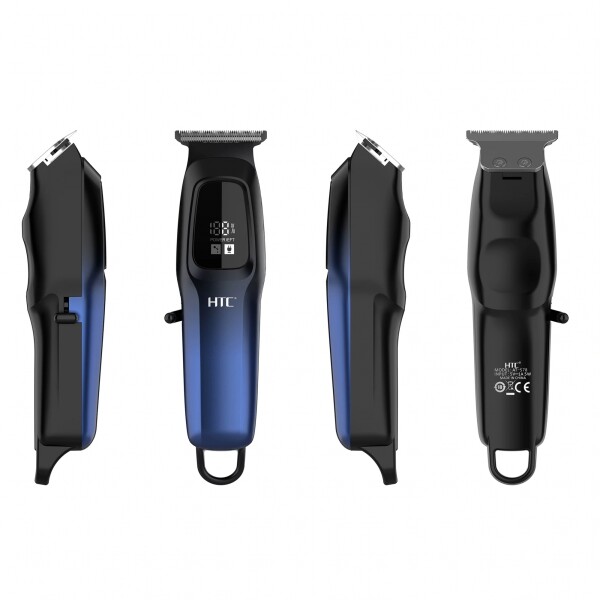 Máquina Corta Pelo HTC Recargable Inalambrica Pantalla Led Variante Negro Azul