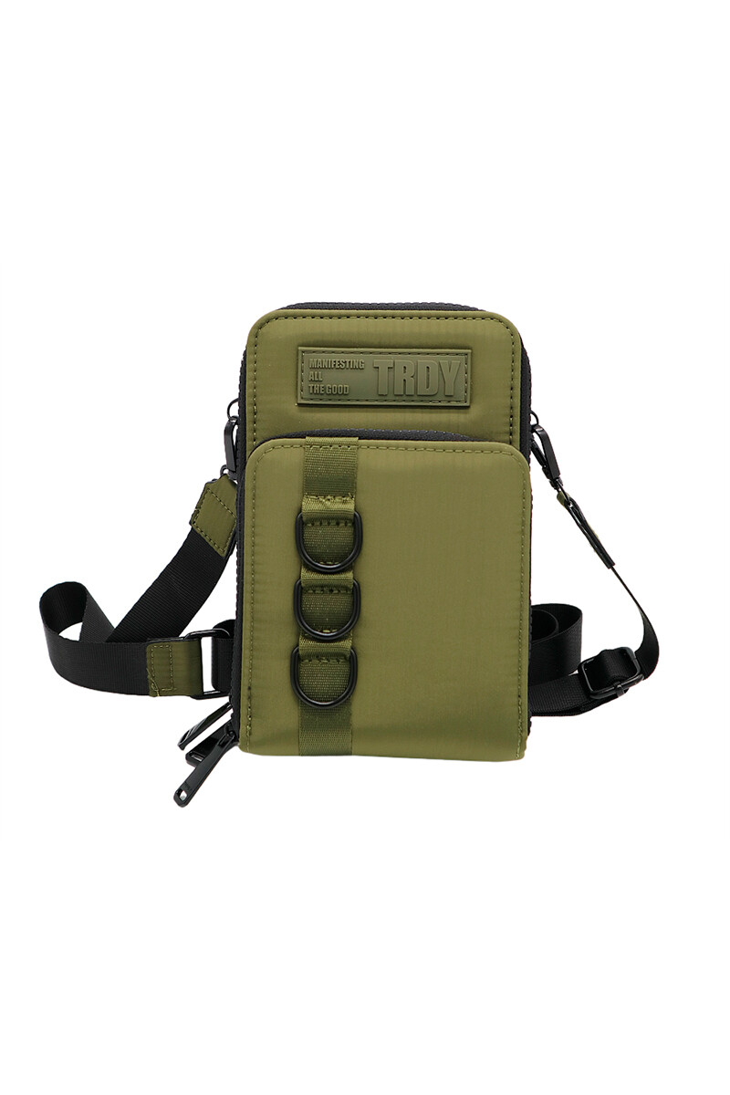 Billetera con correa desmontable Verde militar