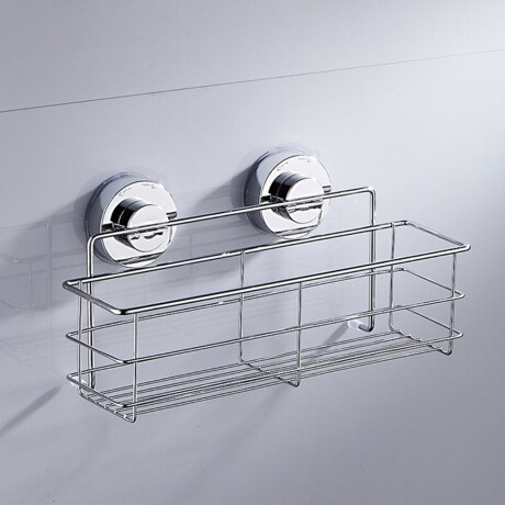 Organizador Baño Ducha Cocina c/Ventosa a Pared Acero Inox Plateado