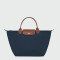 Longchamp -Cartera Longchamp plegable de nylon con cierre y asa corta, Le pliage M Azul