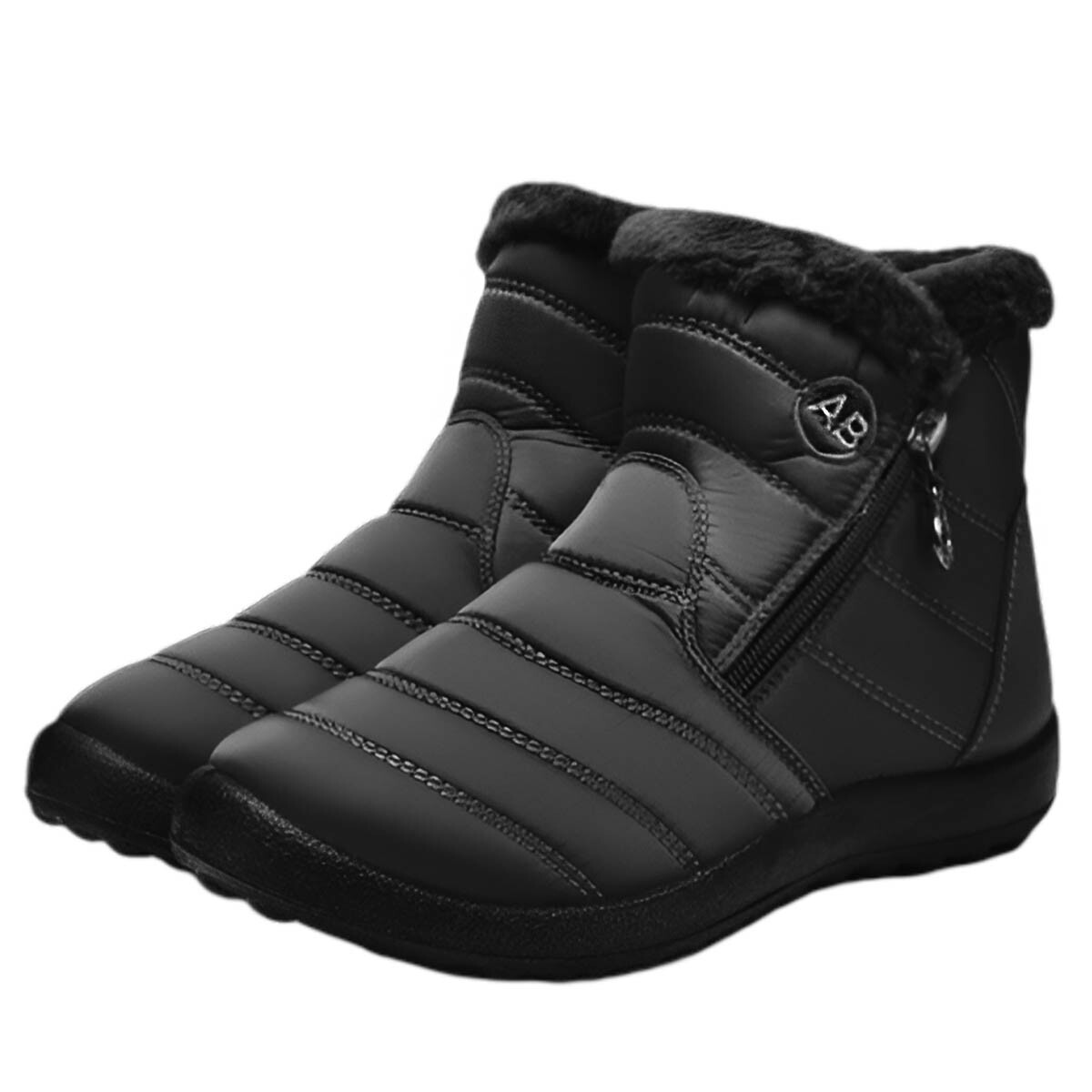 Bota De Abrigo Mujer Corderito Impermeable C/cierre - Negro 