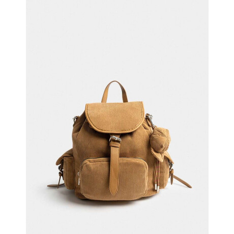 Mochila Solapa Corderoy Chocolate Marron Camel