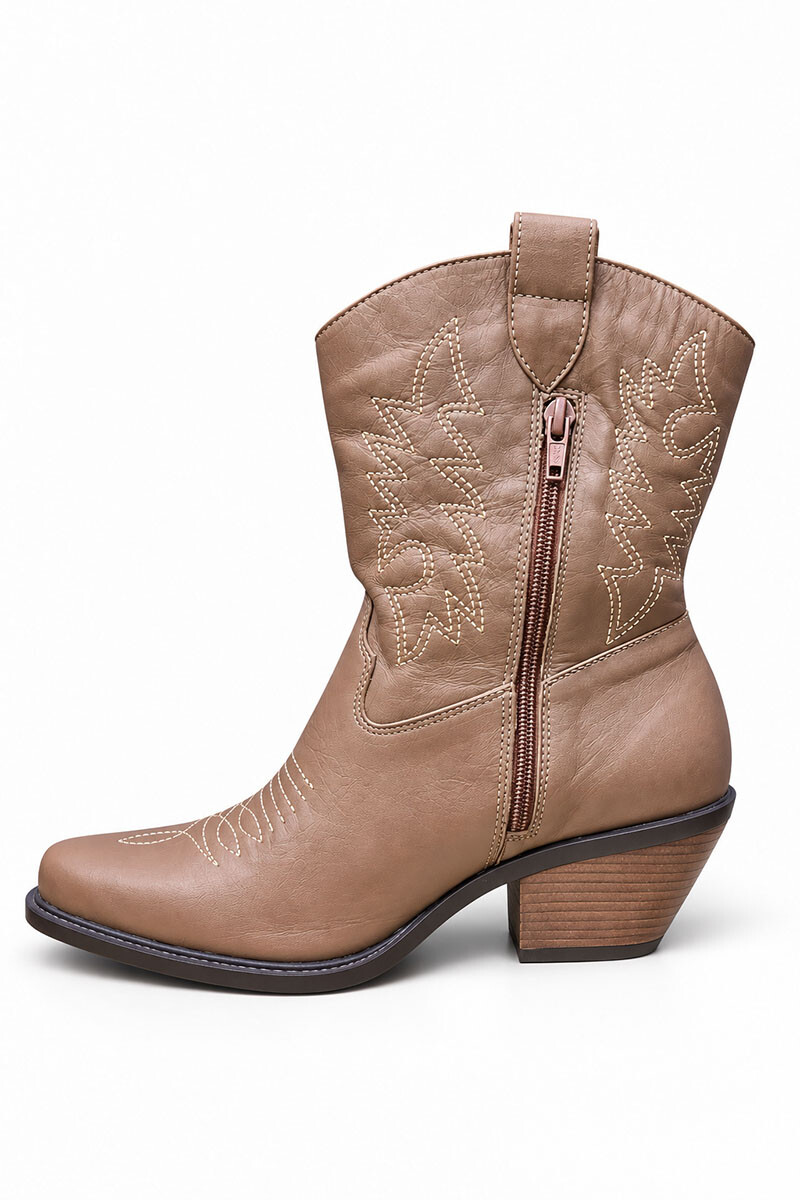 Bota cuero tejana Benditas Mujeres West Marron
