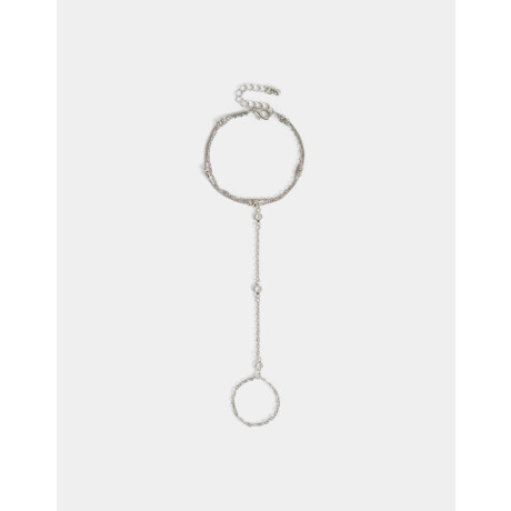 Pulsera Flexible Con Anillo Unido Plateado