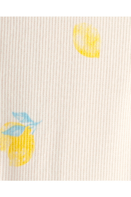 Pantalón de algodón acanalado, marfil, diseño limones Sin color