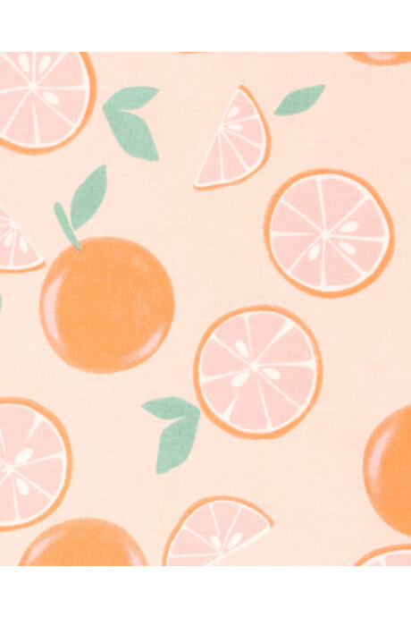 Pijama cuatro piezas de algodón, dos pantalones y dos remeras, diseño naranjas Sin color