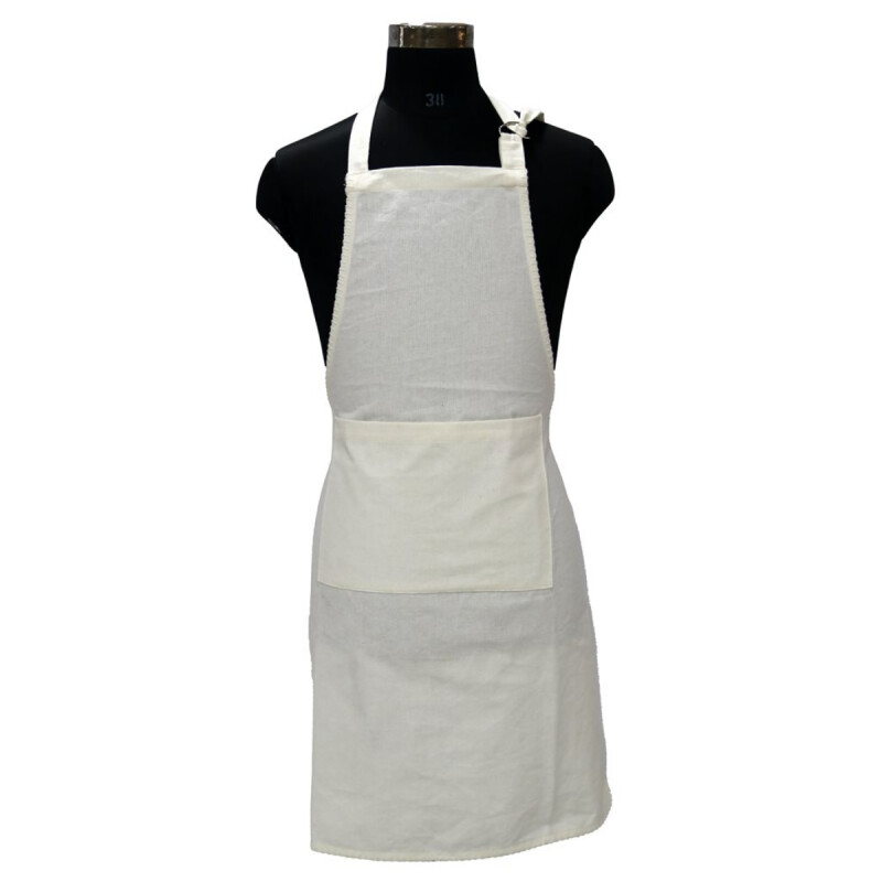 Delantal algodón Pespuntes 60cm x85cm BLANCO