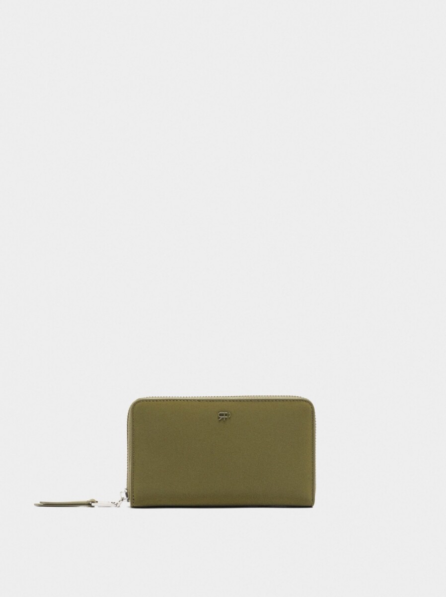 Cartera De Textura Suave Con Cierre De Cremallera M - verde 