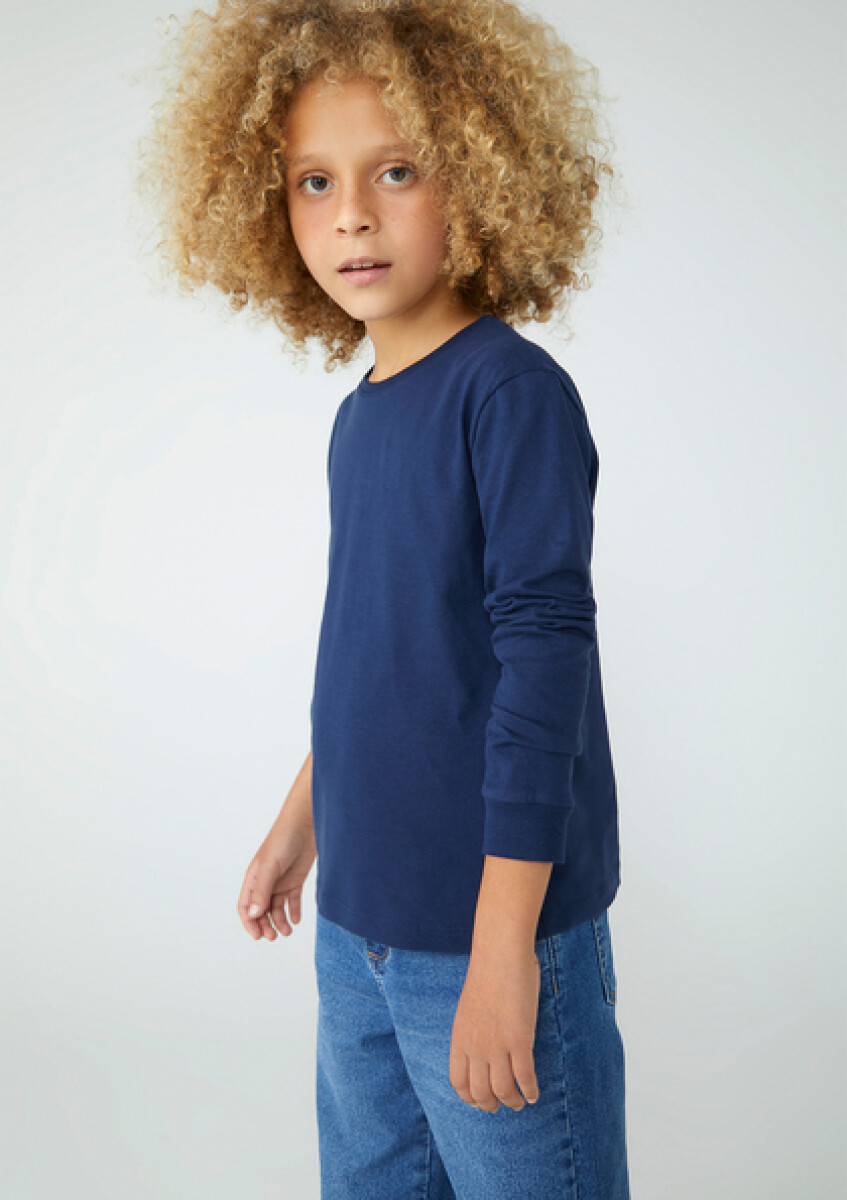 CAMISETA ML MASC - AZUL ESCURO 