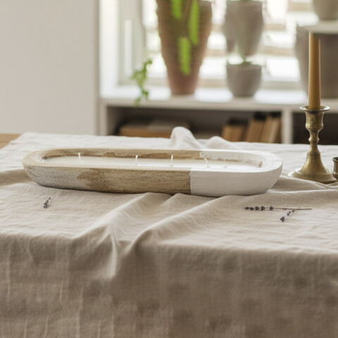 Vela Rectangular con Soporte de Madera 45 x 12 cm U