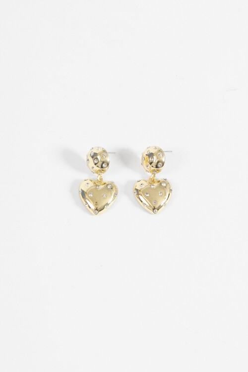 Caravanas cora con strass dorado