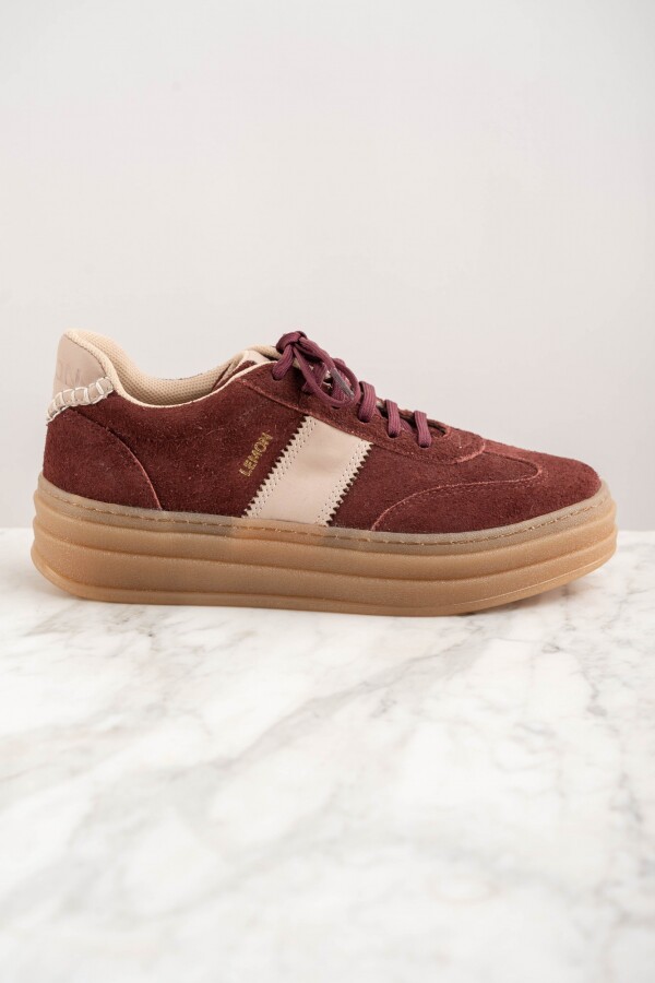 Zapatilla Combinada Bordo