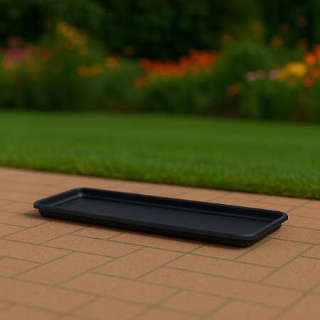 PLATO MACETA JARDINERA RECTANGULAR 55CM NEGRO