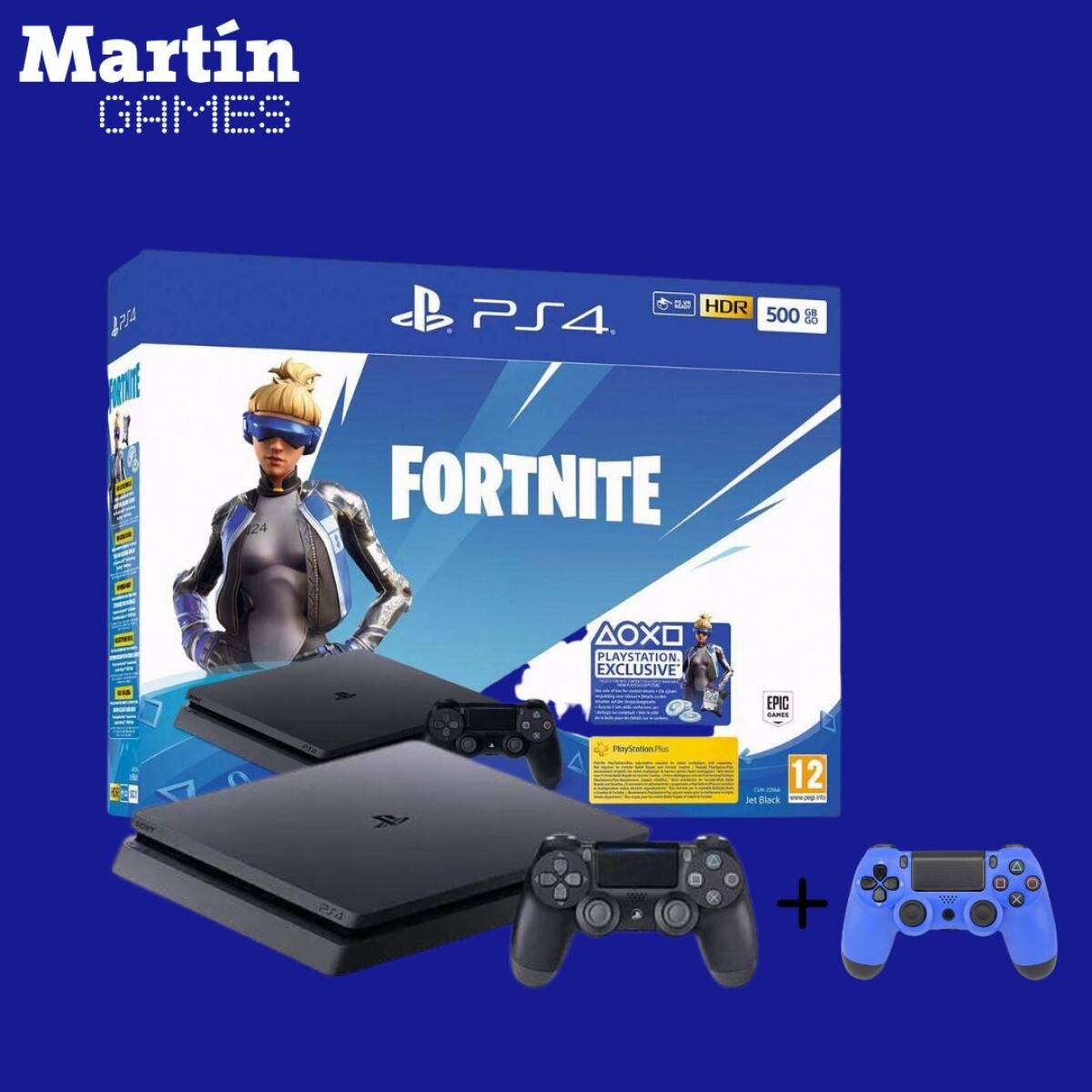 PS4 1TB 0KM + 2800 V-BUCKS DE FORNITE +1 JOYSTICK EXTRA COMPATIBLE 