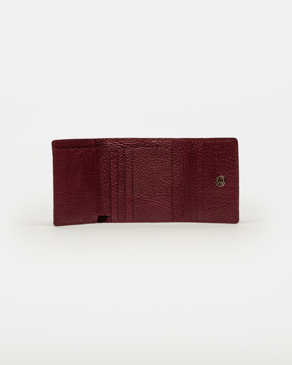 Billetera Cataluña En Cuero Graneado Burgundy Niquel
