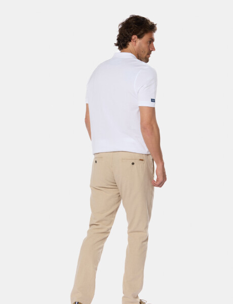 PANTALÓN DE LINO CON CINTURA ELASTIZADA Beige