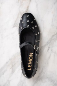 Balerina Cuero Apliques Negro