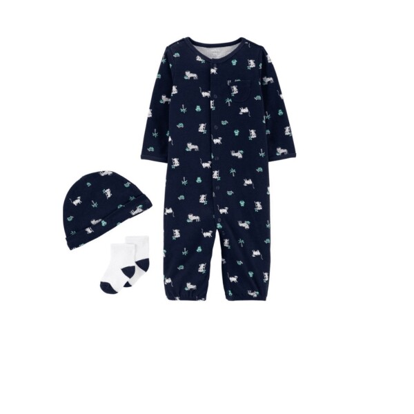 Enterito Carters Con medias y gorro - Primer Muda NB Safari Azul