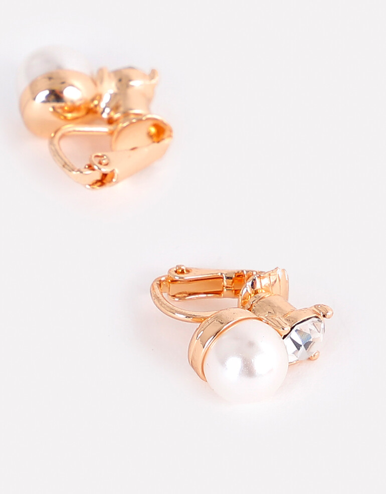 Aros Clips Perlas Aros Clips Perla Clásicos - Dorado