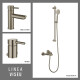 JUEGO DE GRIFERIA BRUSH NICKEL DUCHA EXTERIOR LAVATORIO BAJO Y BIDET GRIS-BRUSHED NICKEL