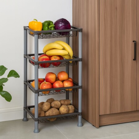 ESTANTE FRUTERO ORGANIZADOR CUADRADO 4 PISOS ESTANTE FRUTERO ORGANIZADOR CUADRADO 4 PISOS