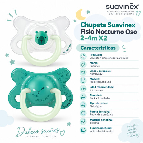 Chupetes X2 Suavinex Fluorescentes Fisiologico Nocturno Verde/blanco