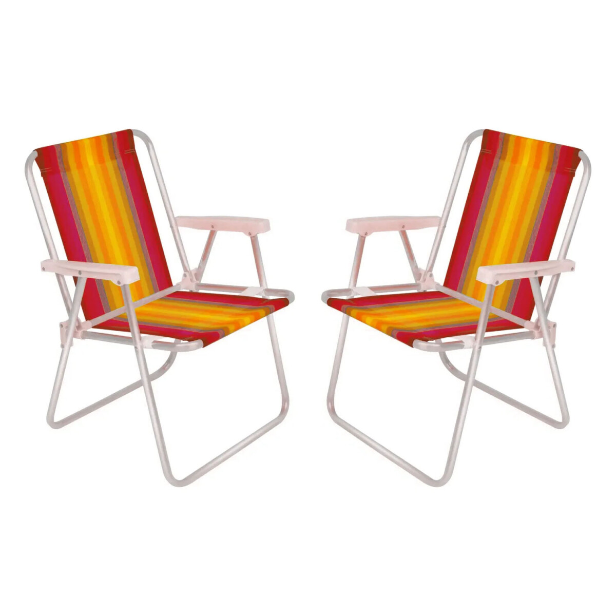 Set x2 Reposeras Sillas Alta Plegable 110 Kg Aluminio Mor - Rojo/amarillo 