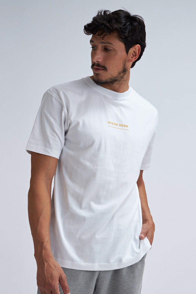 Camiseta manga corta oversize estampada Upside - Blanco