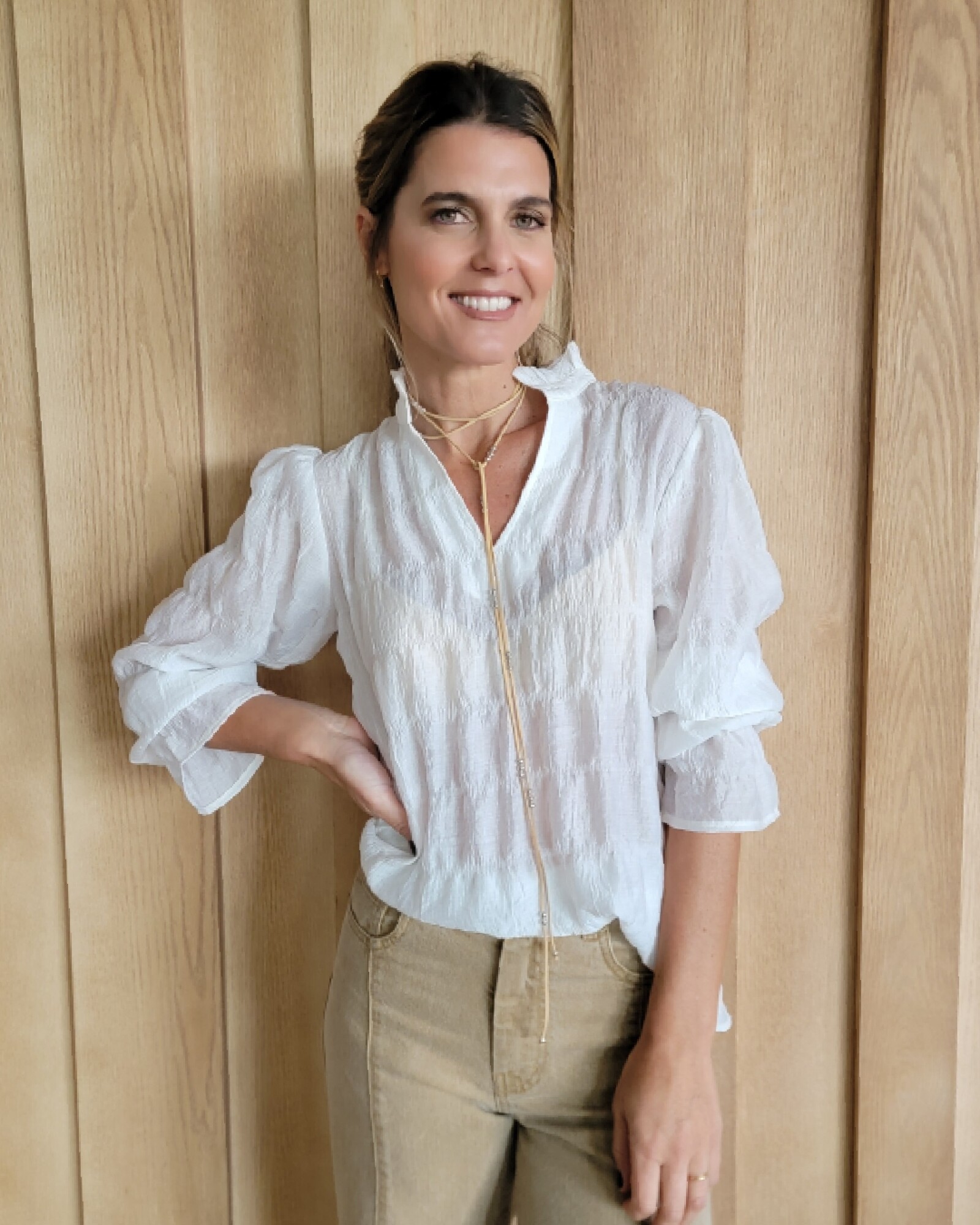 Blusa Copenhague Seda Blanco Magnolia