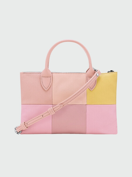 Longchamp -Bolso de mano XS en cuero, Re-Play Patch Rosa