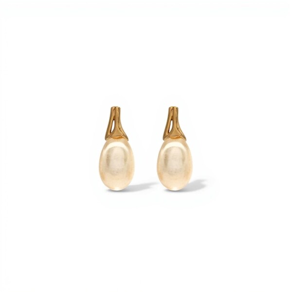 Caravanas Perlas Colgante - Oro bajo - Perla de río - CA8244 conperla