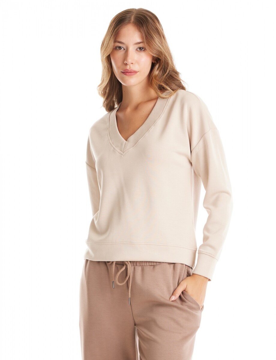 Buzo Modal Esc V - Beige 