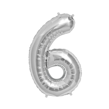 Globo números de alumino 40 cm 6 Plata