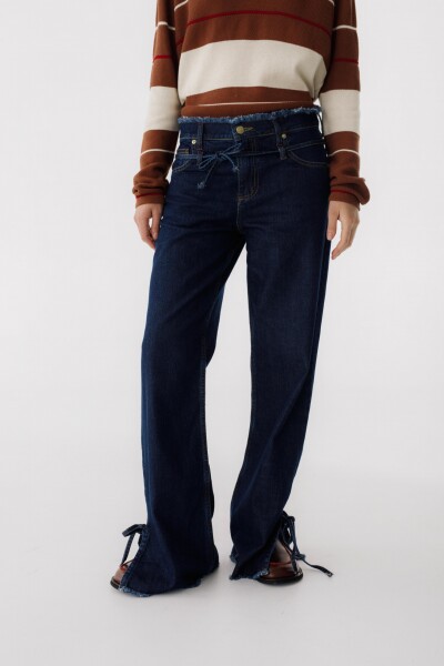 Jean Straight Belt Azul Oscuro