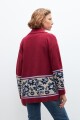 Ruana con guarda jacquard floral bordo