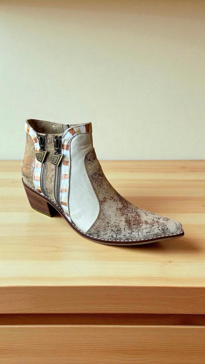 Bota Eva Jaspeado Cobre Y Natural Con Arte Pintado A Mano 