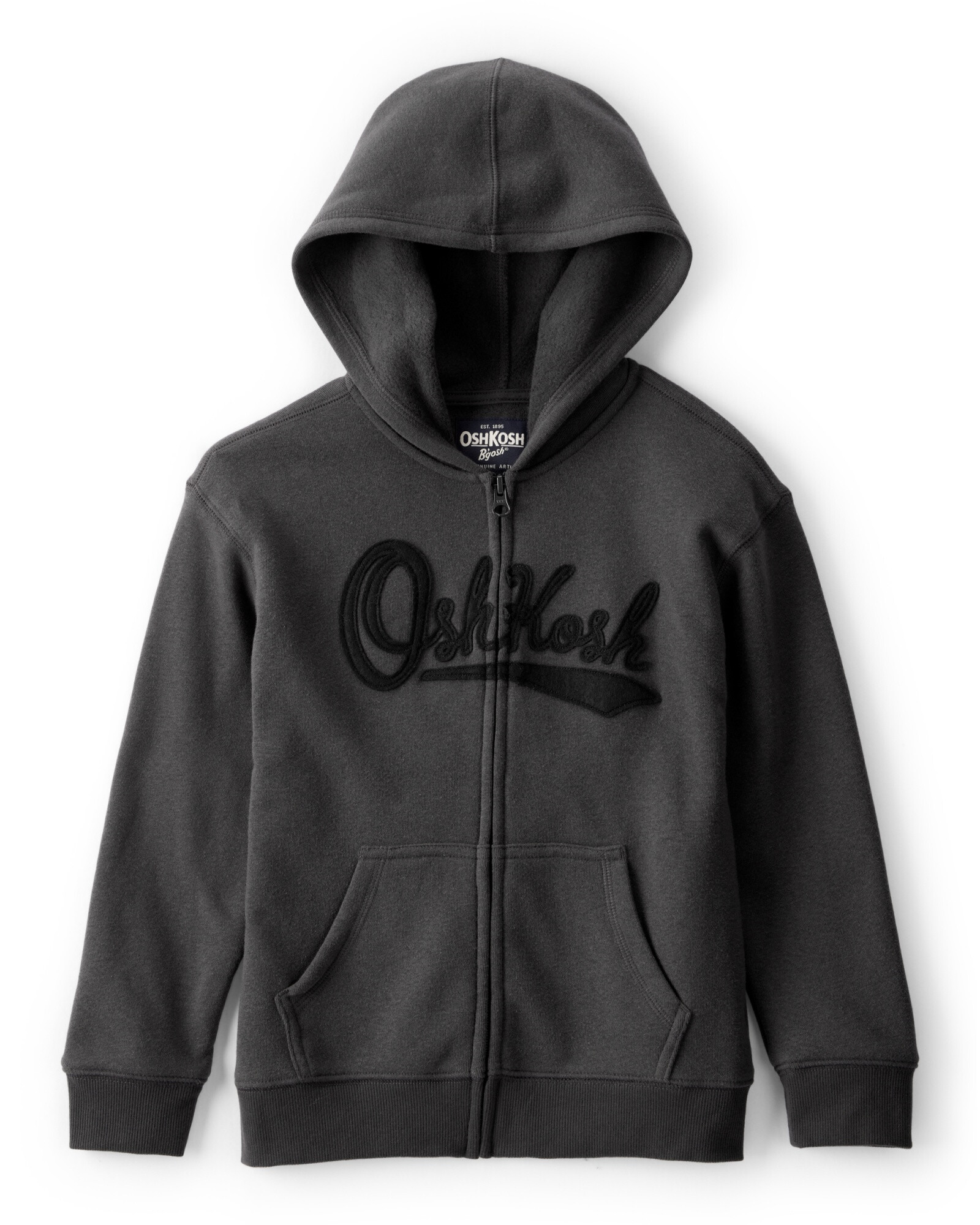 Campera de algodón con felpa, negra. Talles 6-14 Sin color