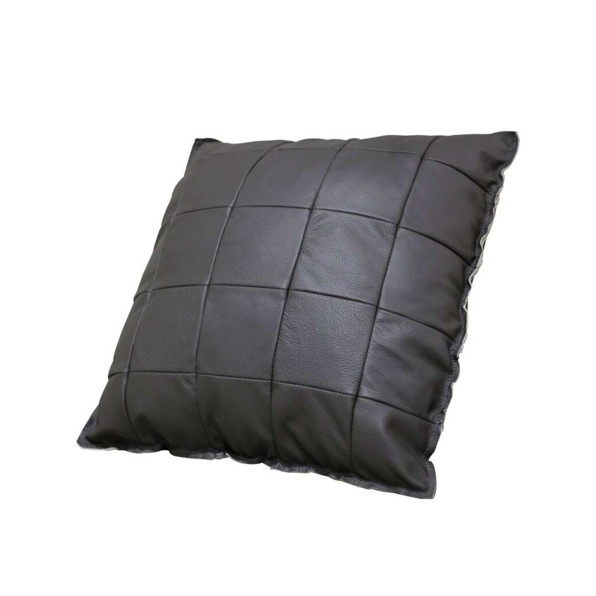 Almohadón Cuero 48x48cm Lisa - Gris 