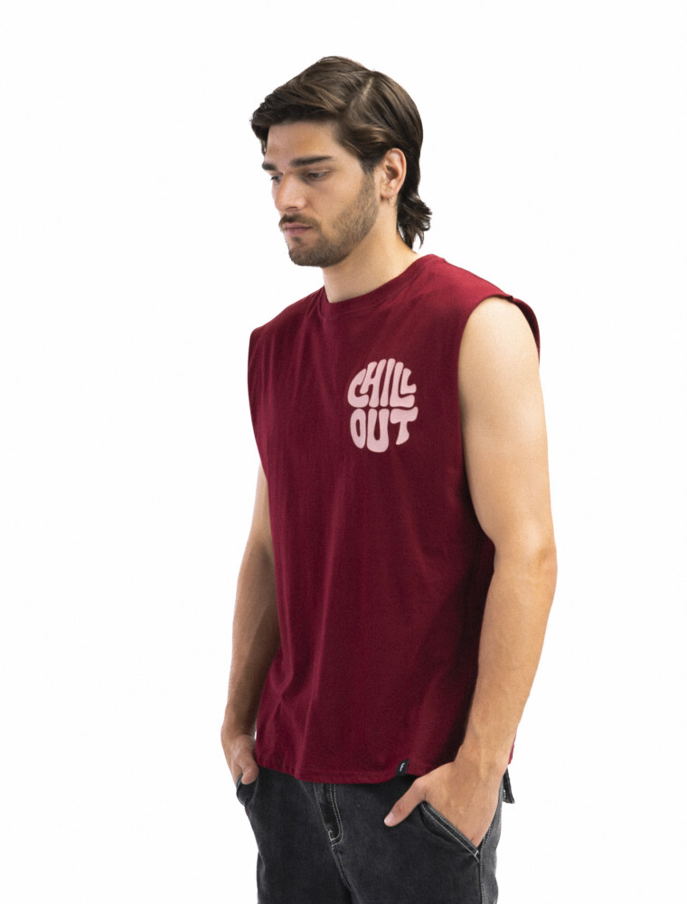 Musculosa Estampada Oversize Bordo/ Fantasía 1