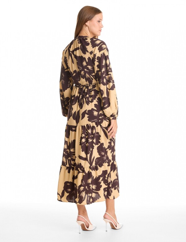 Vestido Maxi Cinto Flores BEIGE/MULTI