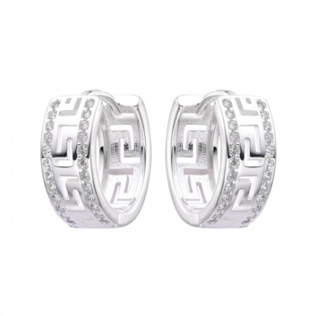 Par de aros de plata 925 con circonias, GUARDA GRIEGA. Par de aros de plata 925 con circonias, GUARDA GRIEGA.