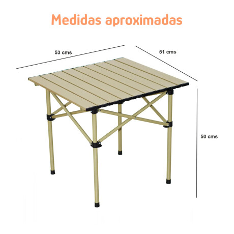 Mesa Chica Camping Aluminio Plegable Compacta Con Bolso Beige