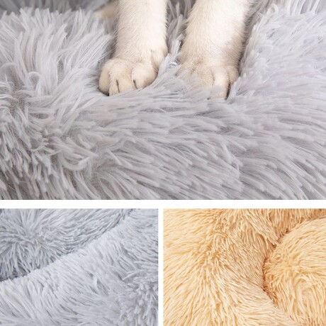 Cama Cucha Puff Redondo 70cm De Felpa P/ Mascotas Perro Gato Celeste