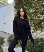 Polera Year Round Terry Off Shoulder Sweatshirt Mujer Black