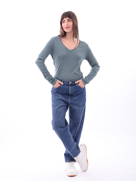 REMERA BASICA PETRA RIBB VERDE