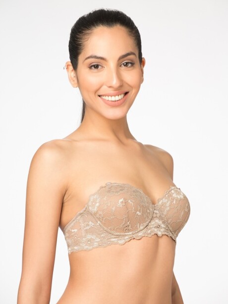 Corpiño strapless con puntilla Avellana